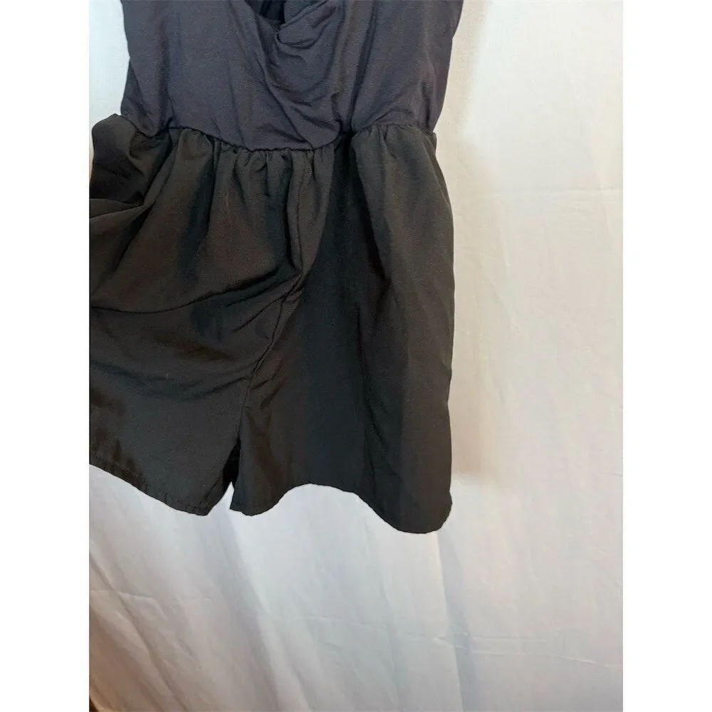 SHEIN Runsie Romper Womens S Black Athletic Open Back